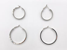 Cargar imagen en el visor de la galería, 2 Sizes Simple Plain Hoop Earrings Real 18K Gold/Platinum Plated Over Copper 3 PAIRS
