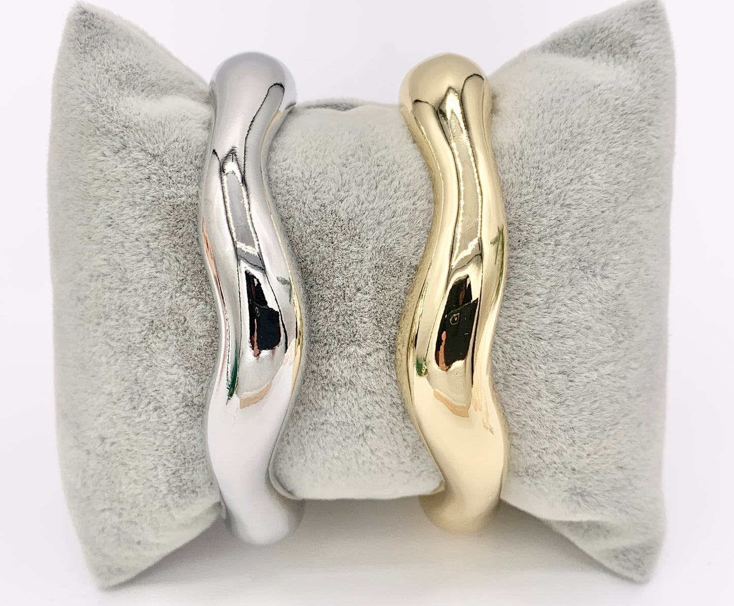 Chunky Thick Freeform Plain Adjustable Bracelet Cuffs in 18K Gold Plating or Silver Plating 1PC
