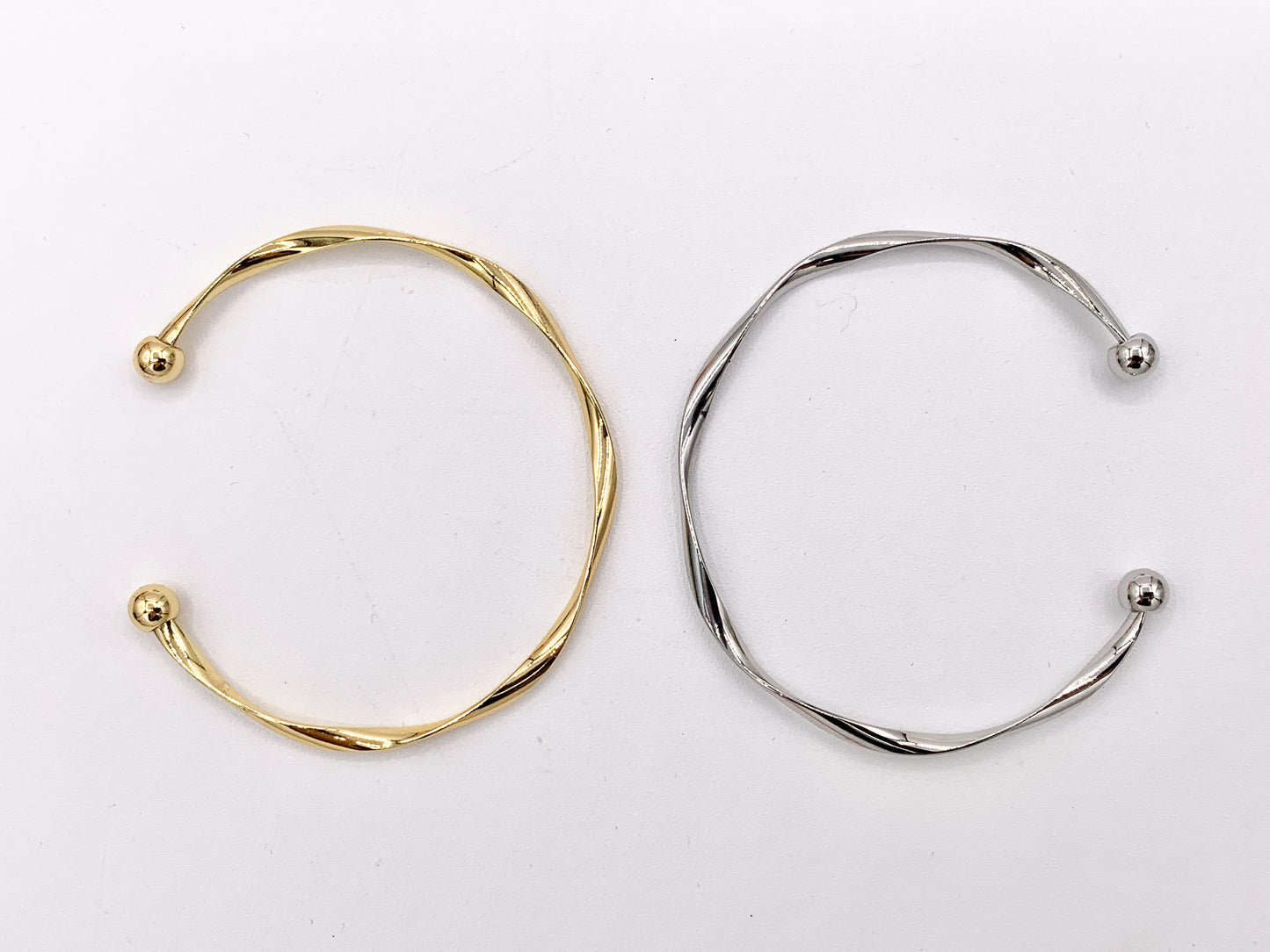 Thin Minimalist Twisted Bracelet Cuffs in Real Gold/Platinum 18K Plated Copper 4PCS