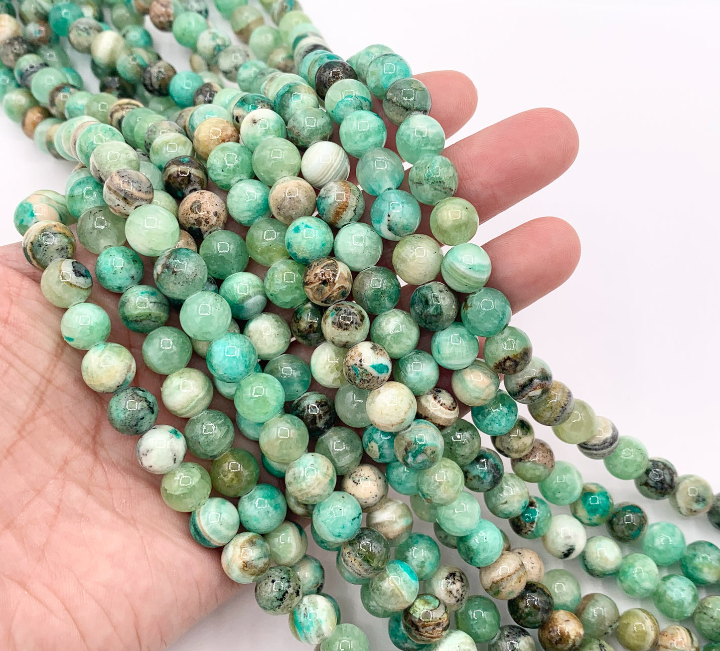 Green Calcite Round Shiny Smooth Natural Stone Beads 6mm 8mm 10mm 12mm Around 15"