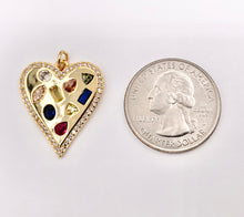Cargar imagen en el visor de la galería, Multi CZ Pave Heart Pendant Charmin 18K Gold Plated Copper 3 PCS
