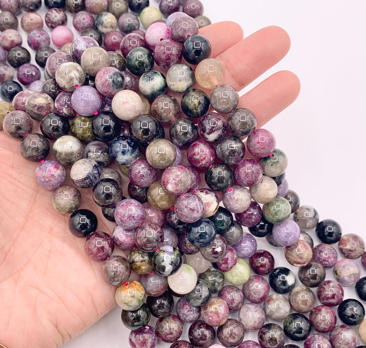 Natural Tourmaline Round Smooth Shiny Natural Gemstone Beads 15" 5mm 6mm 8mm 10-11mm 13mm