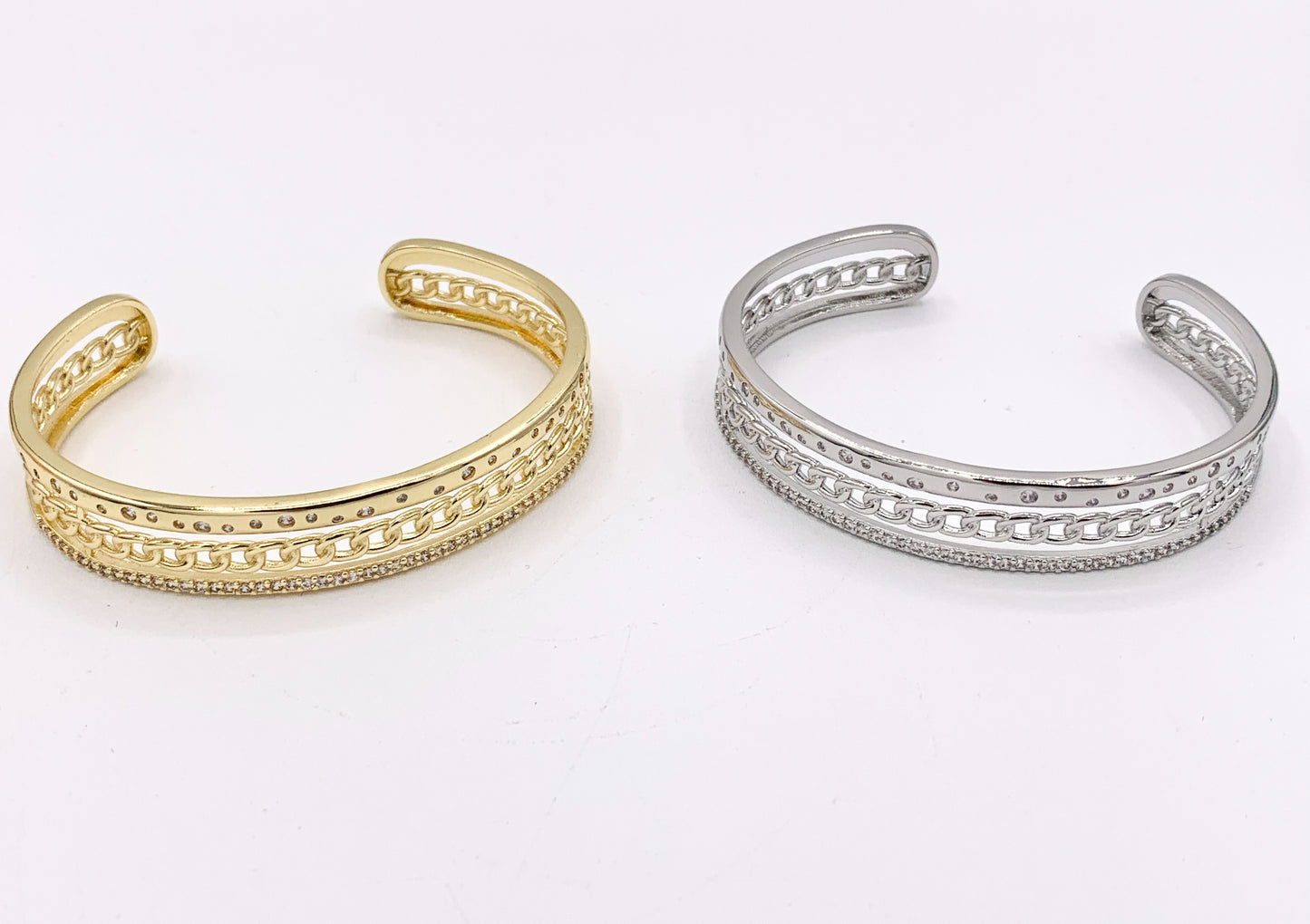 Oval Link Filigree Bracelet Cuff in Gold or Silver Plated Adjustable Bracelet Cuffs over Brass 1 PC