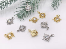 Load image into Gallery viewer, Micro CZ Starburst Pave Pendant in Real Gold/Platinum 18K Plated Brass 8 PCS