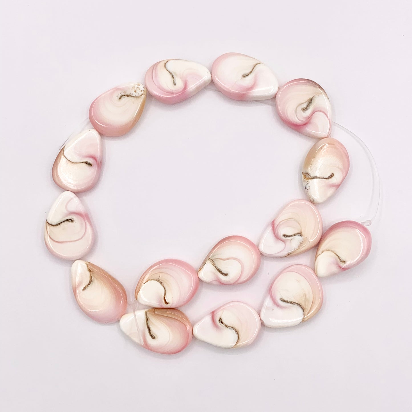 Natural Pink Queen Conch 1" Long Teardrop Beads for Jewelry Making Around 16" Strand