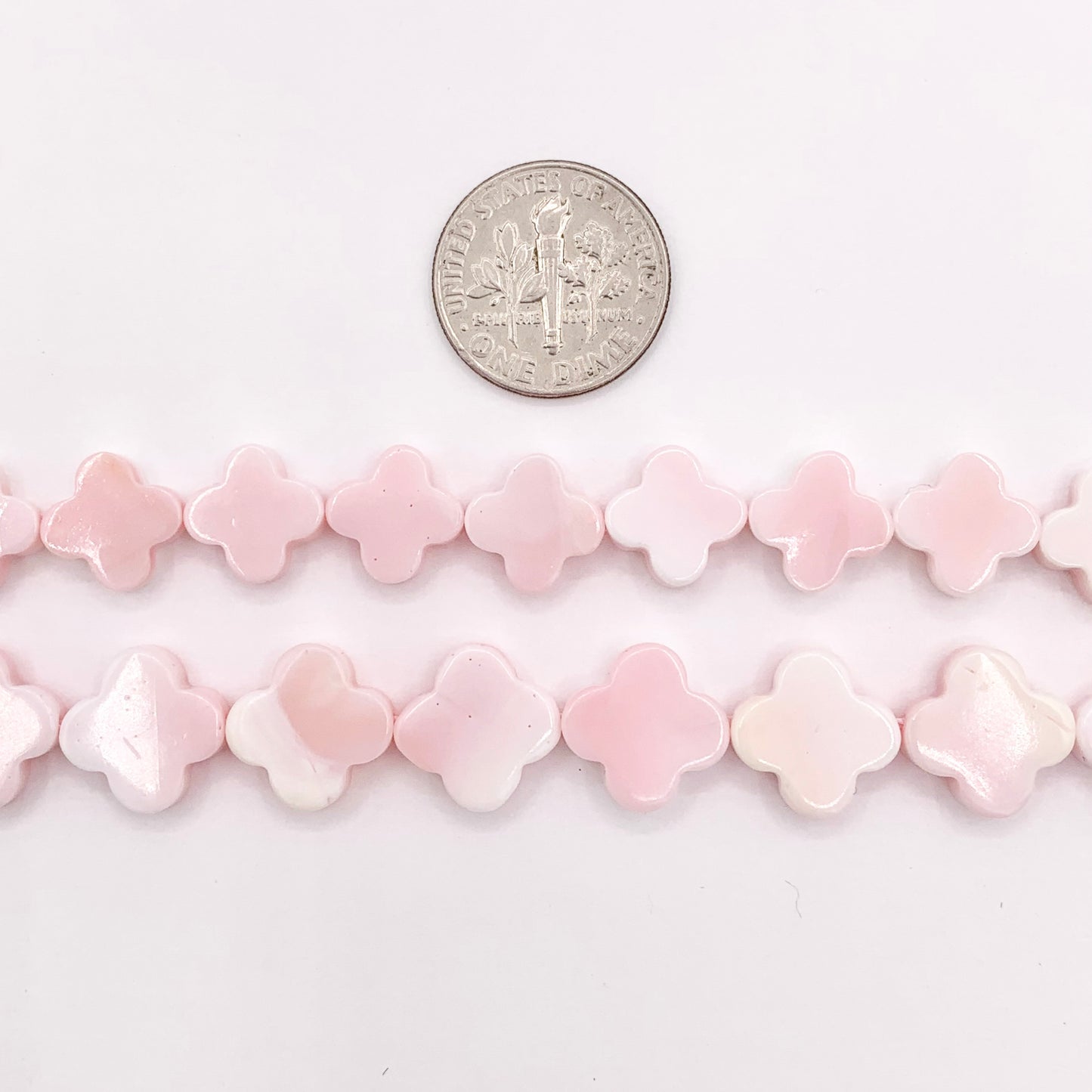 High Quality Natural Pink Queen Conch Clover Beads in 10mm 12mm Around 16"