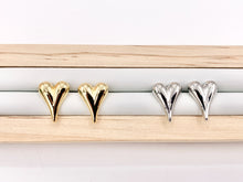 Load image into Gallery viewer, Cute Puffy Heart Earring Stud in Real 18K Gold and Silver Plated Over Copper 5 PAIRS