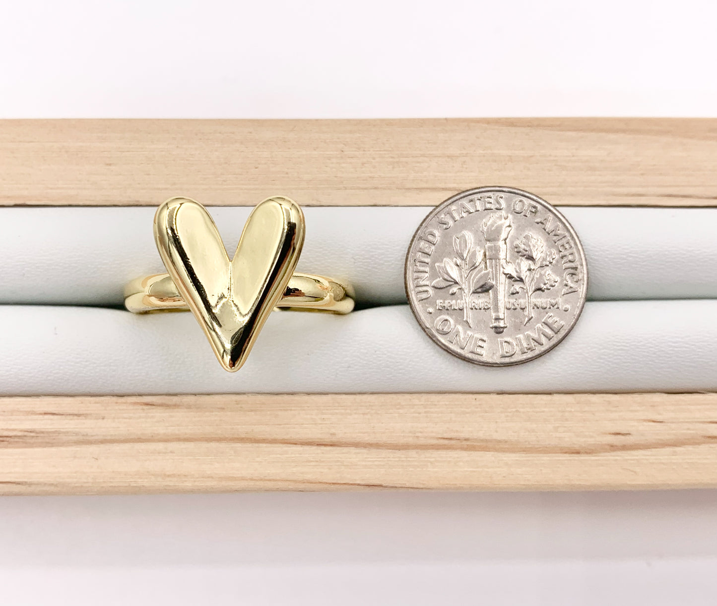 Plain Simple Heart Adjustable Ring in Real Gold 18K Plated Copper 6 PCS