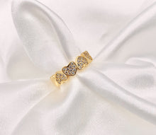 Cargar imagen en el visor de la galería, Cute Hearts in Cubic Zirconia Rhinestone Adjustable Rings Bands in 18K Gold Plated Copper 5 PCS