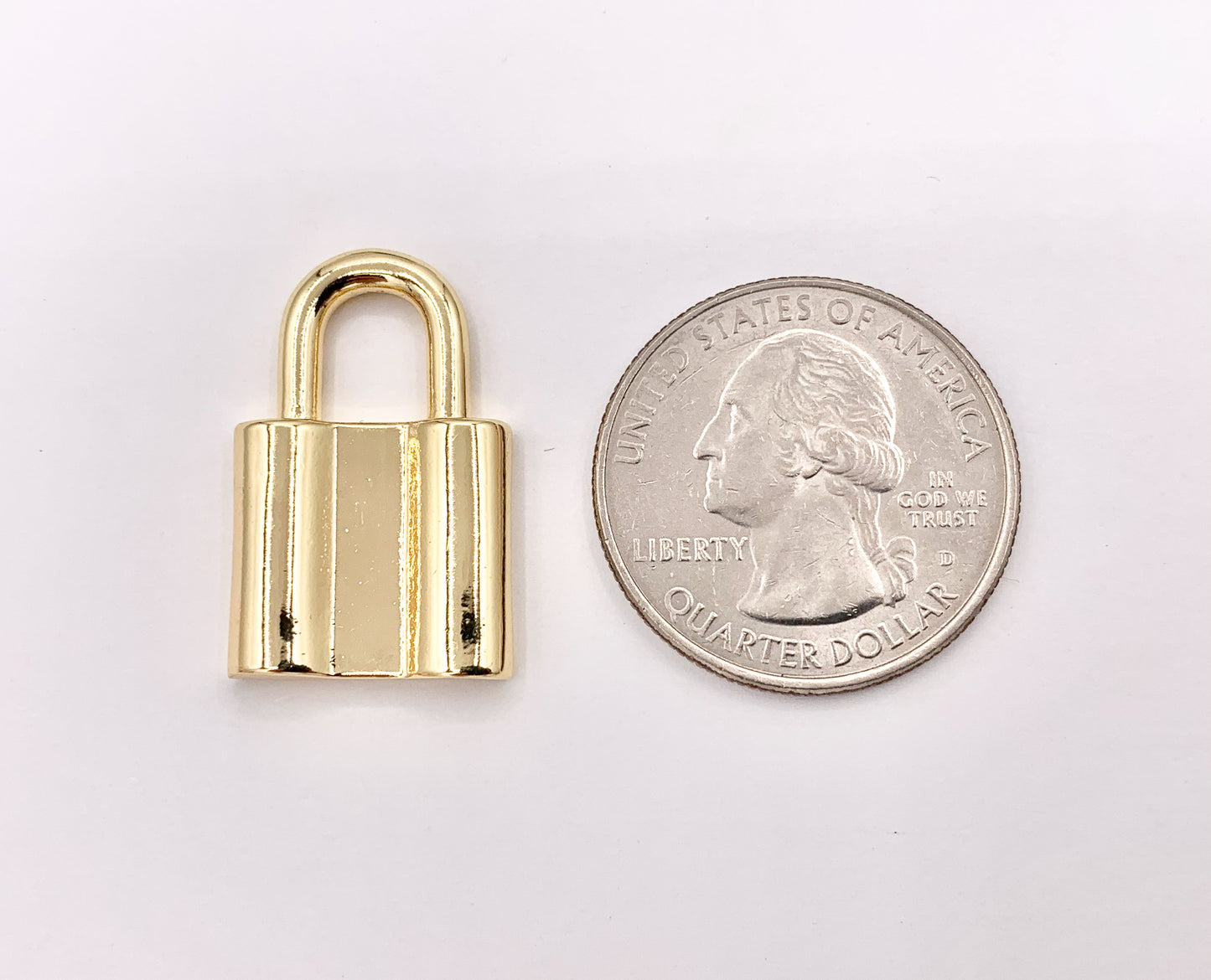 Lock Charm One Sided Padlock Pendants in 18K Gold Plated Brass 6PCS