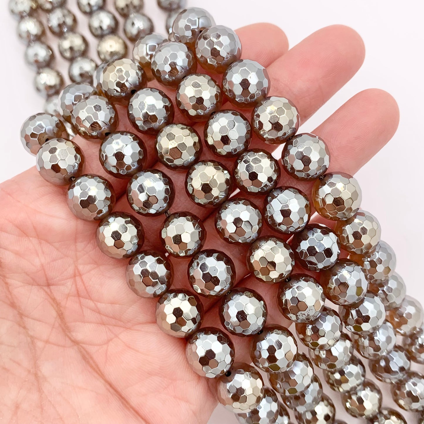 Mystic Electroplated Brown Agate Coated Faceted Round Beads 6mm 8mm 10mm 12mm 15"