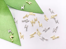 Cargar imagen en el visor de la galería, Dainty Cute Lightning Bolt Charms in Real Gold/Silver 18K Plated Over Brass 30 PCS