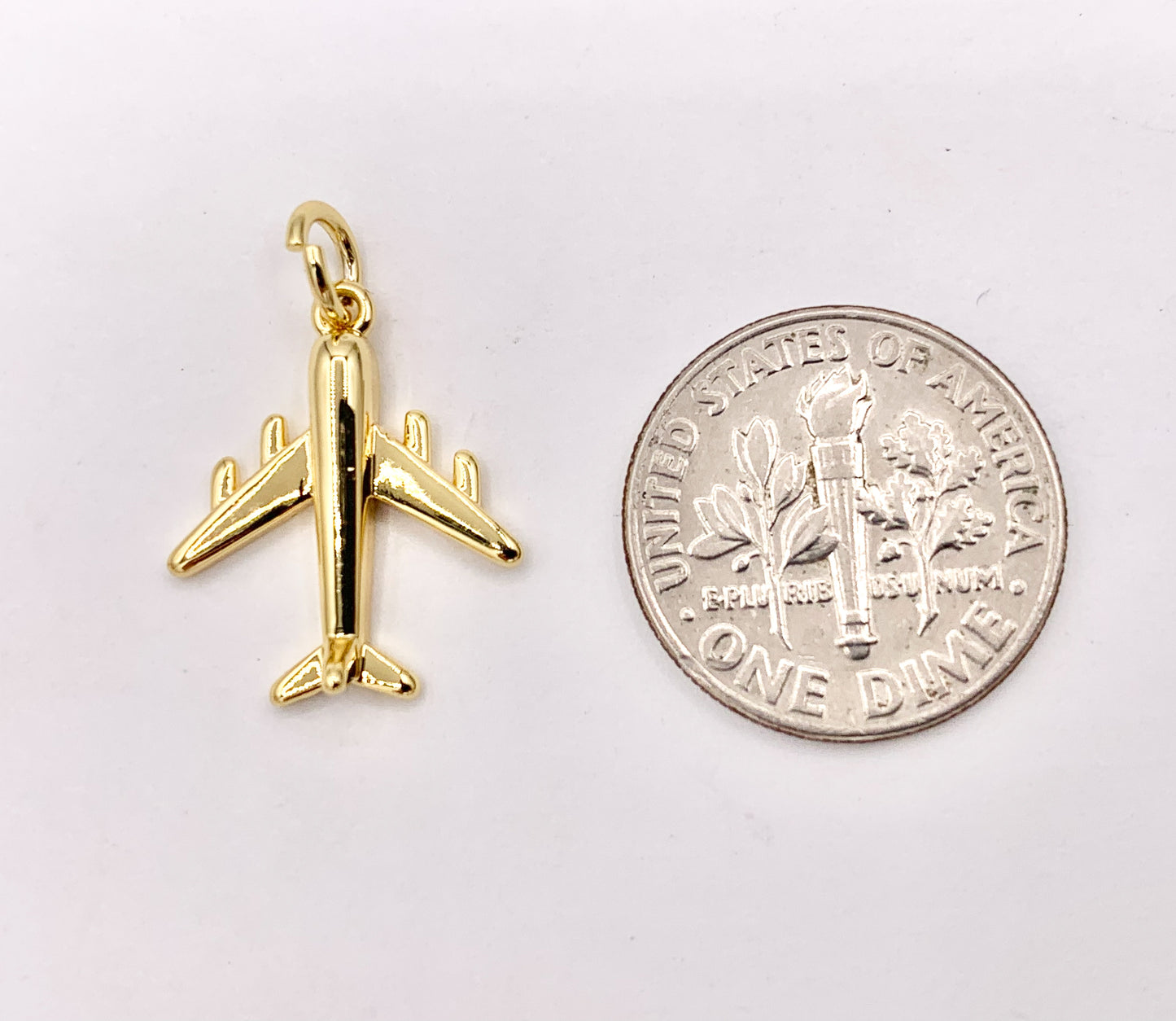 Cute Airplane Charms in 18K Gold Plated Over Copper 10 PCS