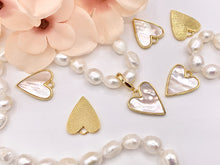 Load image into Gallery viewer, Mother of Pearl Heart Pendant Charm in Real Gold 18K Plated Over Brass 6PCS