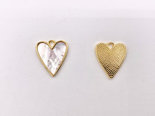 Load image into Gallery viewer, Mother of Pearl Heart Pendant Charm in Real Gold 18K Plated Over Brass 6PCS