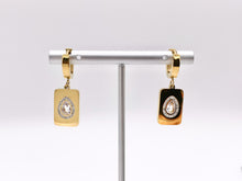 Load image into Gallery viewer, Stainless Steel CZ Pave Rectangle Earrings Huggies in 18K Gold/Silver plated Stainless Steel 3 PAIRS