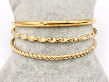 Load image into Gallery viewer, 8 " Stainless Steel Round Plain and Twisted Roped Close Bangles in 18K Gold plated Stainless Steel