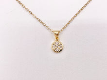 Cargar imagen en el visor de la galería, Tiny Coin Clover Charms with Bail in Real Gold 18K Plated CZ Pave Brass 10PCS