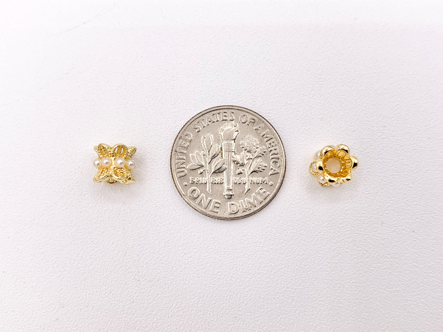 Exquisite Filigree Floral Pearls Spacer Beads | Real Gold 18K Plated Tiny 6mm Spacer Beads Over Brass for Jewelry Making 15PCS