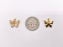 Cargar imagen en el visor de la galería, Enamel & CZ Pave Butterfly Pendant Charm in Real Gold 18K Plated Over Copper 10 PCS