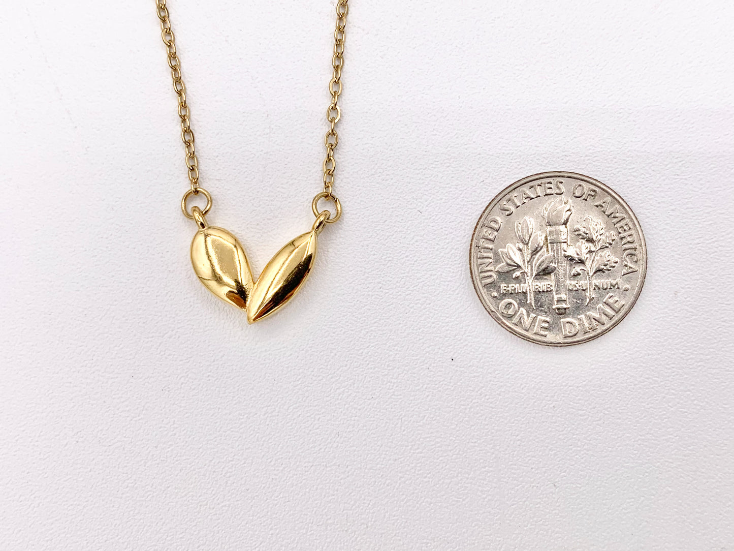 Delicate Heart Necklace Gold Plated Stainless Steel Dainty Flexible Minimalist Finished Necklace 16" with Extension Link 1PC