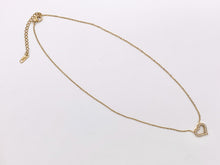 Cargar imagen en el visor de la galería, Delicate CZ Pave Heart Necklace Gold Plated Stainless Steel Dainty Flexible Minimalist Finished Necklace 16" with Extension Link 1PC