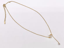 Cargar imagen en el visor de la galería, Delicate Spacer Dangle CZ Pave Necklace Gold Plated Stainless Steel Dainty Flexible Minimalist Finished Necklace 16" with Extension Link 1 PC