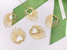 Load image into Gallery viewer, Large Heart Blast Pendant Charm in Real Gold 18K Plated Over Stainless Steel 8 PCS