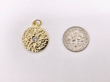 Load image into Gallery viewer, Charming Starburst Coin Circle Charms with CZ Pave in 18K Gold plated Stainless Steel 8 PCS