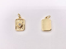 Cargar imagen en el visor de la galería, Charming Starburst Rectangle Tag Charms with CZ Pave in 18K Gold plated Stainless Steel 10PCS