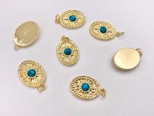 Cargar imagen en el visor de la galería, Unique Turquoise Oval Pendants in 18K Gold plated Stainless Steel 8 PCS