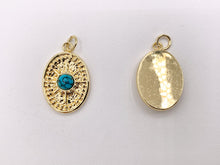 Cargar imagen en el visor de la galería, Unique Turquoise Oval Pendants in 18K Gold plated Stainless Steel 8 PCS
