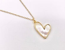 Load image into Gallery viewer, Abstract Mother of Pearl Heart Pendant Charm in Real Gold 18K Plated Over Brass 8 PCS