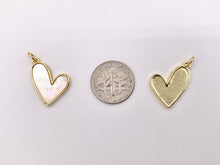 Load image into Gallery viewer, Abstract Mother of Pearl Heart Pendant Charm in Real Gold 18K Plated Over Brass 8 PCS