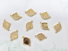 Load image into Gallery viewer, Cute Small CZ Pave Shell Connectors Pendants Plated in 18K Gold Copper Base 10 PCS