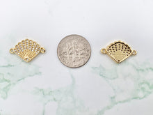 Load image into Gallery viewer, Cute Small CZ Pave Shell Connectors Pendants Plated in 18K Gold Copper Base 10 PCS