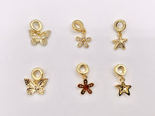 Cargar imagen en el visor de la galería, Cute Butterfly, Starfish and Flower Charms on Spacer Bead in Real 18K Gold Plated CZ Pave Over Brass 8PCS
