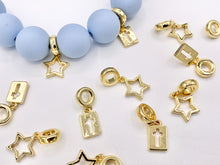 Cargar imagen en el visor de la galería, Hollow Star and Cross Charms on Spacer Bead in Real 18K Gold Plated Over Brass 10 PCS