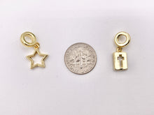Cargar imagen en el visor de la galería, Hollow Star and Cross Charms on Spacer Bead in Real 18K Gold Plated Over Brass 10 PCS
