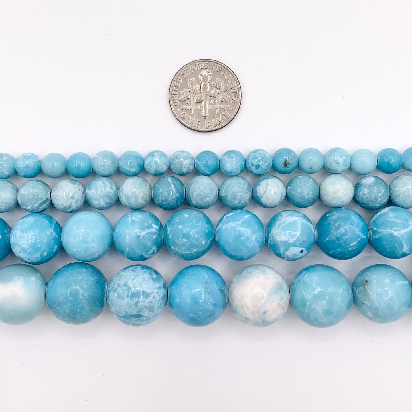 Blue Angelite Jasper Round 6mm 8mm 10mm 12mm 14mm Smooth Shiny Natural Gemstone Beads 15"