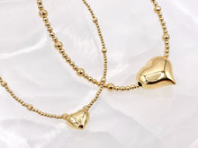 Load image into Gallery viewer, Delicate Puffy Heart Beaded Necklace Gold Plated Copper Dainty Flexible Minimalist Finished Necklace 16" with Extension Link 1 PC