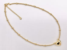 Load image into Gallery viewer, Delicate Puffy Heart Beaded Necklace Gold Plated Copper Dainty Flexible Minimalist Finished Necklace 16" with Extension Link 1 PC