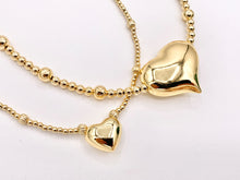 Load image into Gallery viewer, Delicate Puffy Heart Beaded Necklace Gold Plated Copper Dainty Flexible Minimalist Finished Necklace 16" with Extension Link 1 PC
