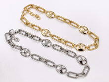 Load image into Gallery viewer, Chunky Paperclip + Coffee Bean Necklace Gold/Silver Plated Copper Finished Necklace 17" with 2" Extension Link 1PC