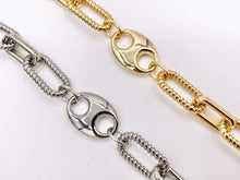 Load image into Gallery viewer, Chunky Paperclip + Coffee Bean Necklace Gold/Silver Plated Copper Finished Necklace 17" with 2" Extension Link 1PC