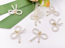 Cargar imagen en el visor de la galería, Cute Pearl Beaded Bowtie Pendant in 18K Gold Plated Over Copper 6PCS
