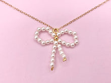 Cargar imagen en el visor de la galería, Cute Pearl Beaded Bowtie Pendant in 18K Gold Plated Over Copper 6PCS