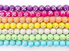 Cargar imagen en el visor de la galería, 11mm Acrylic Round Beads With Silver Shiny Dots 12" Long Strands | Available in 7 Colors