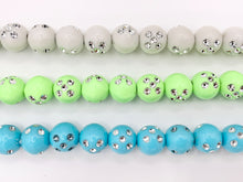 Cargar imagen en el visor de la galería, 11mm Acrylic Round Beads With Silver Shiny Dots 12" Long Strands | Available in 7 Colors