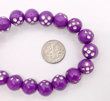 Cargar imagen en el visor de la galería, 11mm Acrylic Round Beads With Silver Shiny Dots 12" Long Strands | Available in 7 Colors